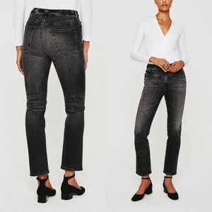 AG Saige High Rise Straight Black Wash Denim Jeans Size 26